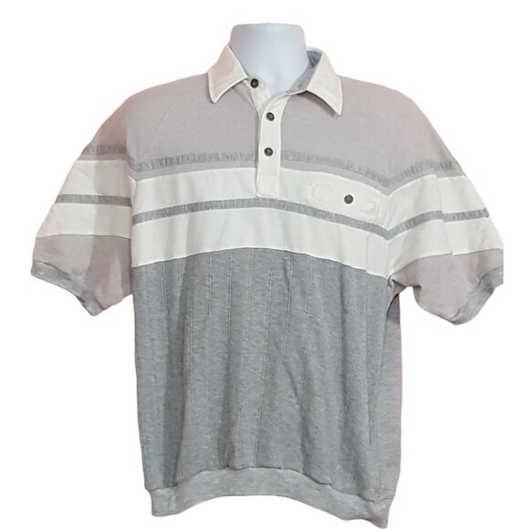 LD Sport Vintage Mens Short Sleeve Banded Polo Shirt Medium Gray - Picture 4 of 7